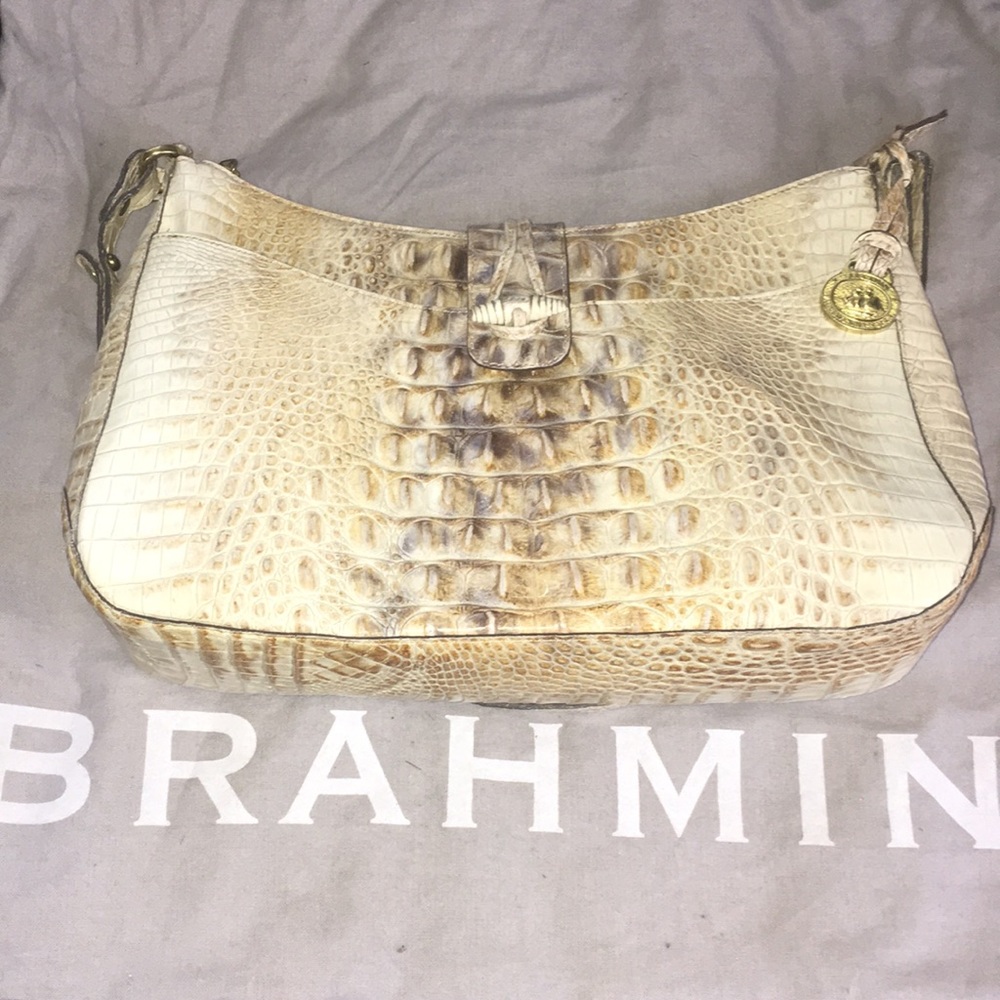 Brahmin Croc Embossed Blonde/Tan Purse